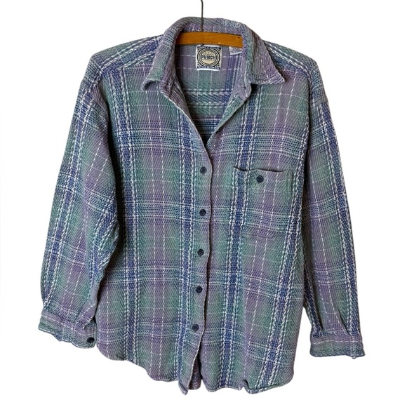 Vintage Women’s Medium PUNCH Sportswear Button Down Shirt Textured - Picture 1 of 6